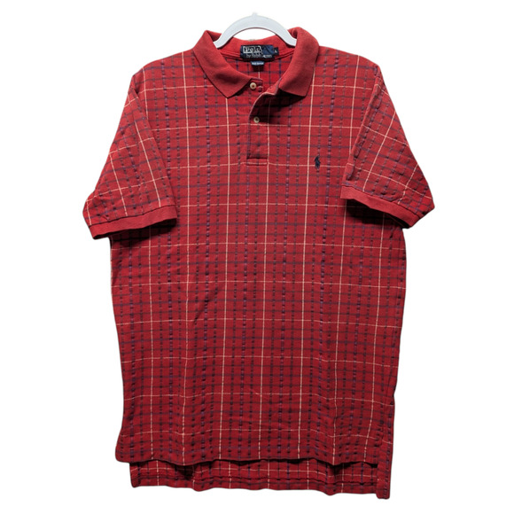 90s Polo Ralph Lauren Checkered Polo Shirt - Picture 1 of 4